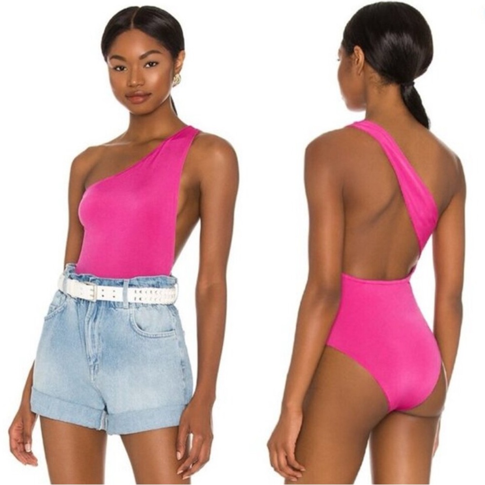 Pink One-Shoulder Bodysuit